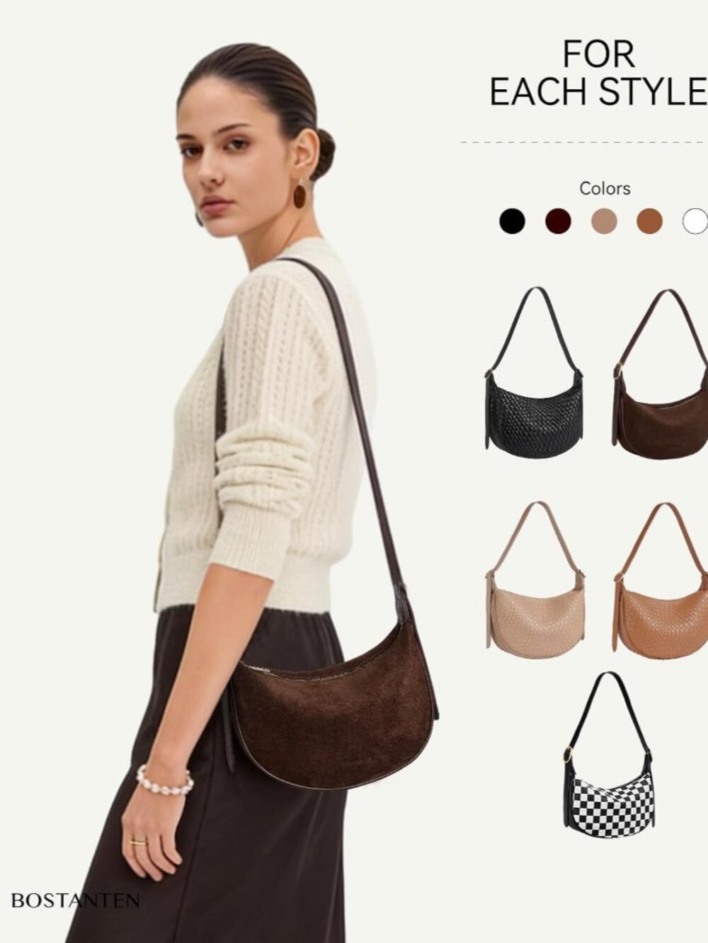Purses for Women Crescent Crossbody Bag Vegan Leather Shoulder Hobo Handbag Adju - Picture 5 of 7